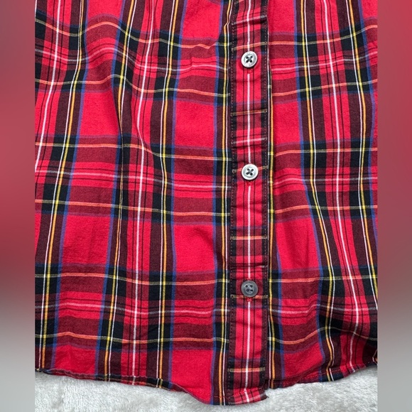 J.Crew Factory Red Green Tartan Plaid Collared Shirtdress Mini Dress Size 2 - Picture 7 of 16
